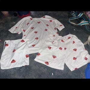 ROMWE strawberry pajama set